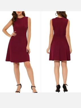Molly & Isadora Burgundy Sleeveless Textured Knit A-Line Flared Dress 1X NWT